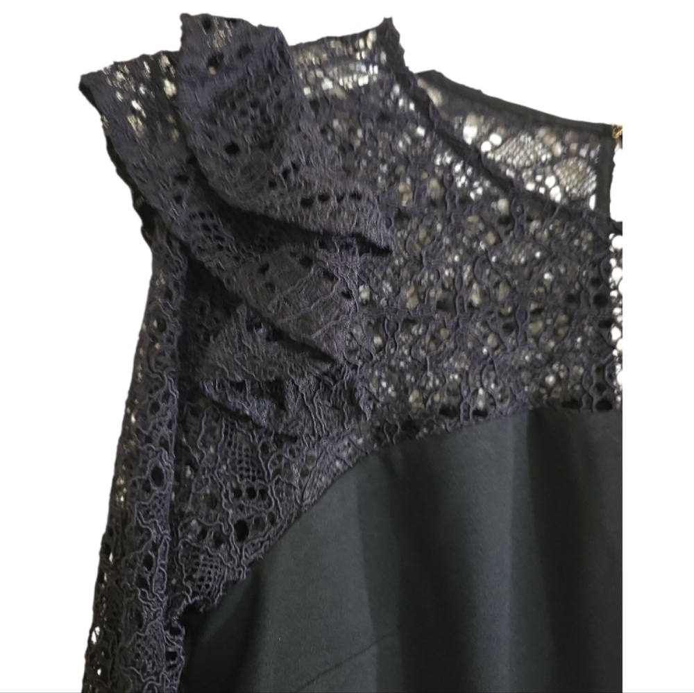 NWT Lilly Pulitzer Karolina Dress in Onyx Black 00 LBD Ruffle Lace Long Sleeves - Picture 5 of 11